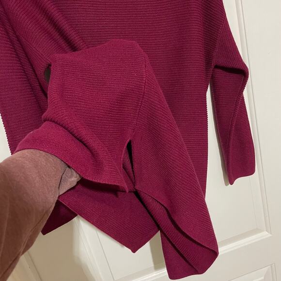 Eileen Fisher Fine Silk Cashmere Bateau Neck Maroon Tunic Sweater Red Wine M - Picture 6 of 12